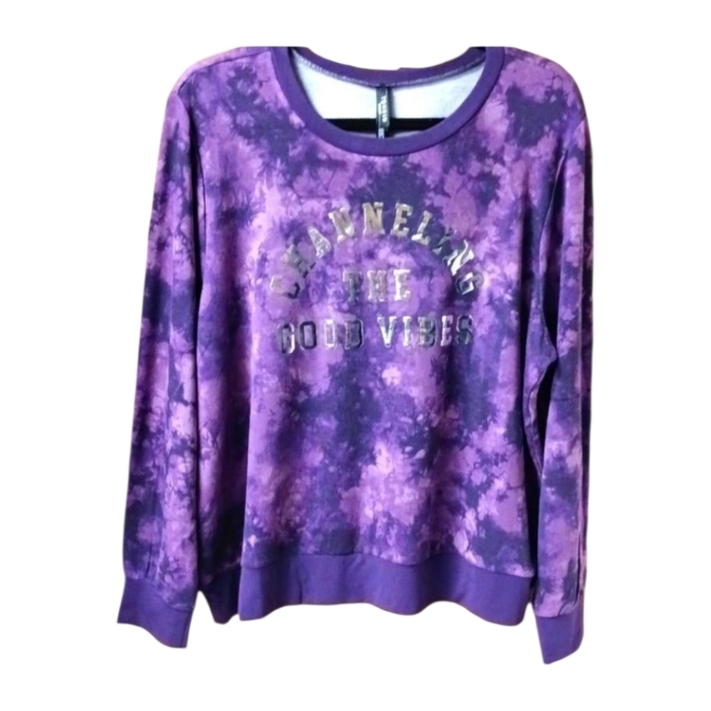 TORRID Plus Size  Purple Tye Dye LongSleeve Terry Knit Lounge Sweatshirt 1X